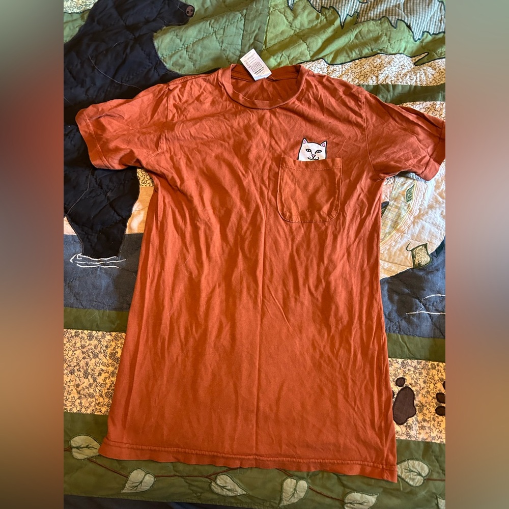 Ripndip Burnt Orange Tee with Cat Detail